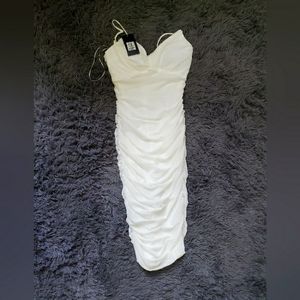 Womens white ruffled dress